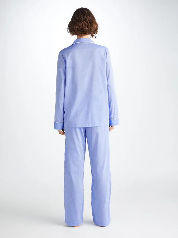 Derek Rose Pajamas Amalfi Cotton Batiste Blue Women Cotton Pajamas