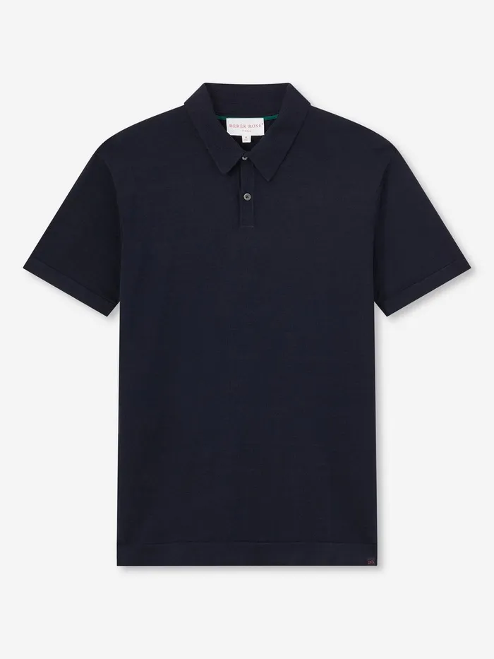 Derek Rose Polo Shirt Jacob Sea Island Cotton Navy Men Sea Island Cotton Polo Shirts