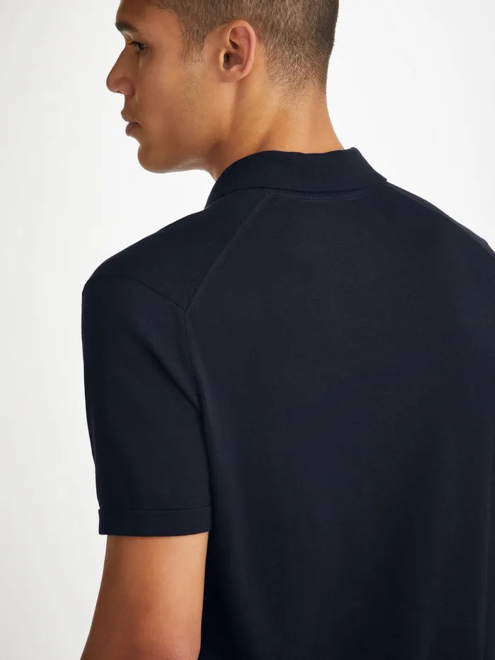 Derek Rose Polo Shirt Jacob Sea Island Cotton Navy Men Sea Island Cotton Polo Shirts