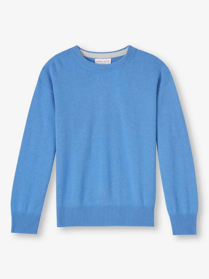 Derek Rose Relaxed Sweater Daphne Cashmere Cornflower Women Cashmere Sweaters