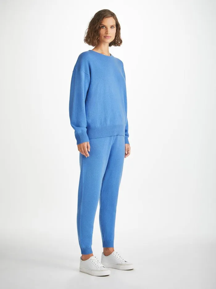 Derek Rose Relaxed Sweater Daphne Cashmere Cornflower Women Cashmere Sweaters