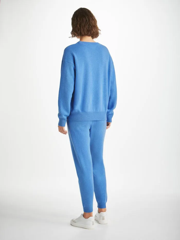 Derek Rose Relaxed Sweater Daphne Cashmere Cornflower Women Cashmere Sweaters