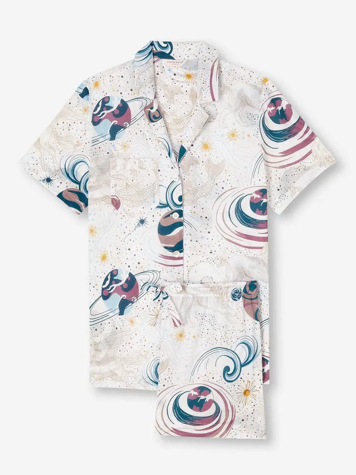 Derek Rose Short Pajamas Ledbury 76 Cotton Batiste White Women Cotton Pajamas