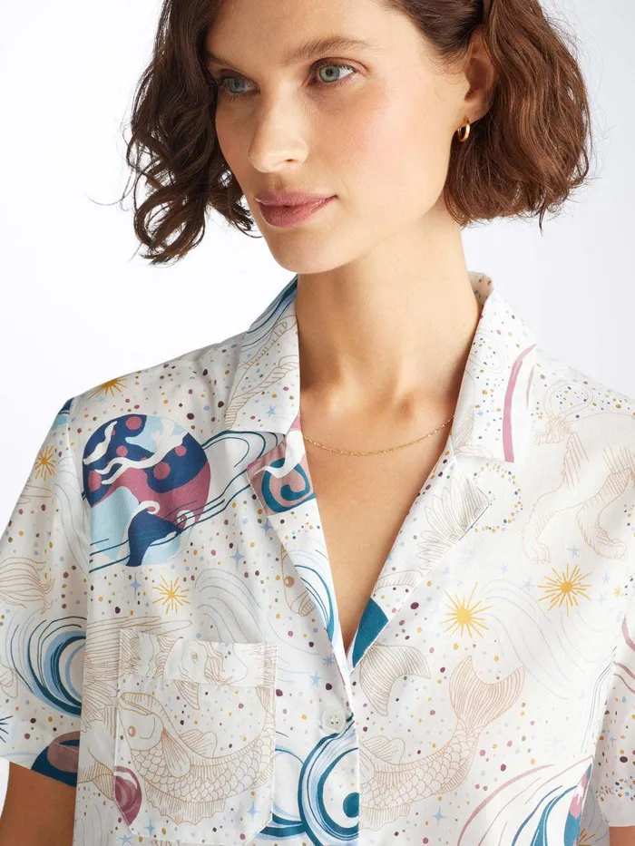 Derek Rose Short Pajamas Ledbury 76 Cotton Batiste White Women Cotton Pajamas