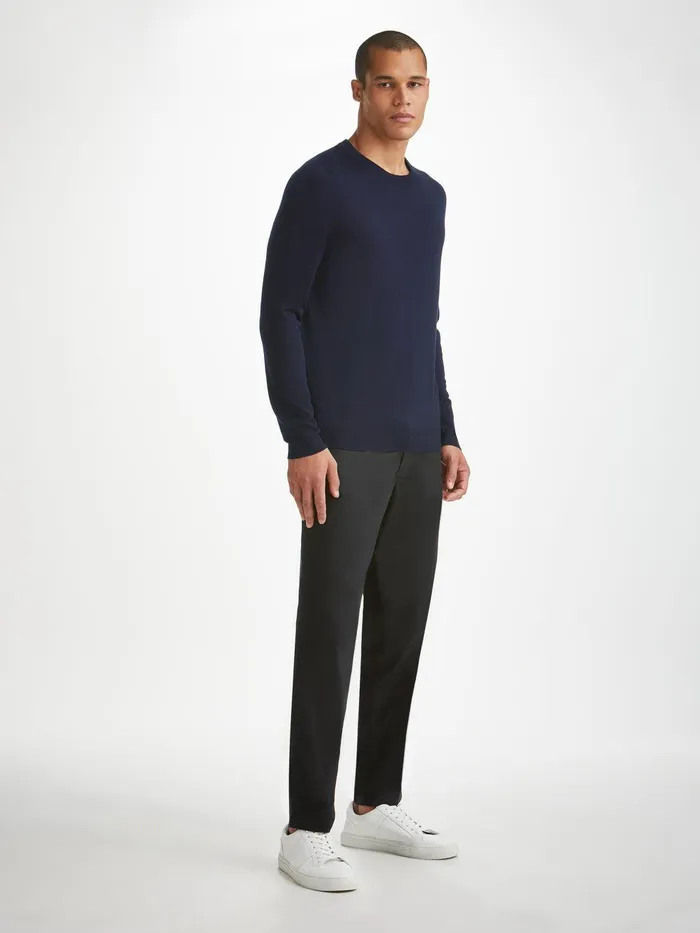 Derek Rose Sweater Orson Merino Wool Navy Men Merino Sweaters and Hoodies