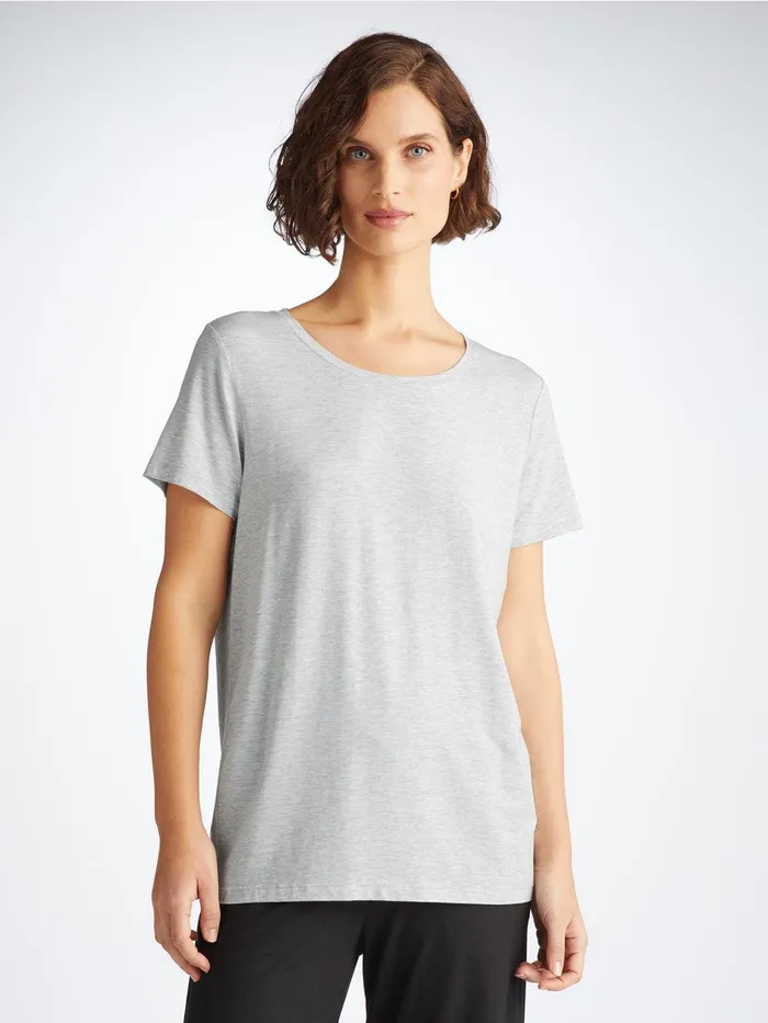 Derek Rose TShirt Ethan Micro Modal Stretch Silver Marl Women Short Sleeve TShirts