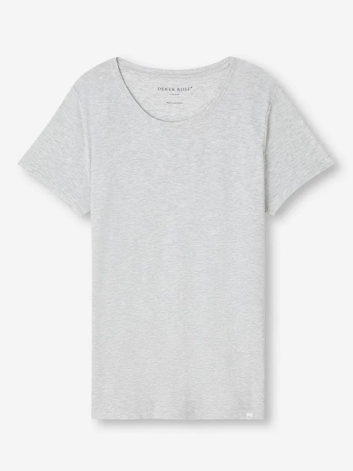 Derek Rose TShirt Ethan Micro Modal Stretch Silver Marl Women Short Sleeve TShirts