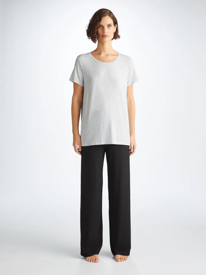 Derek Rose TShirt Ethan Micro Modal Stretch Silver Marl Women Short Sleeve TShirts