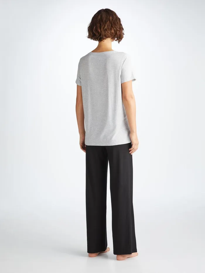 Derek Rose TShirt Ethan Micro Modal Stretch Silver Marl Women Short Sleeve TShirts