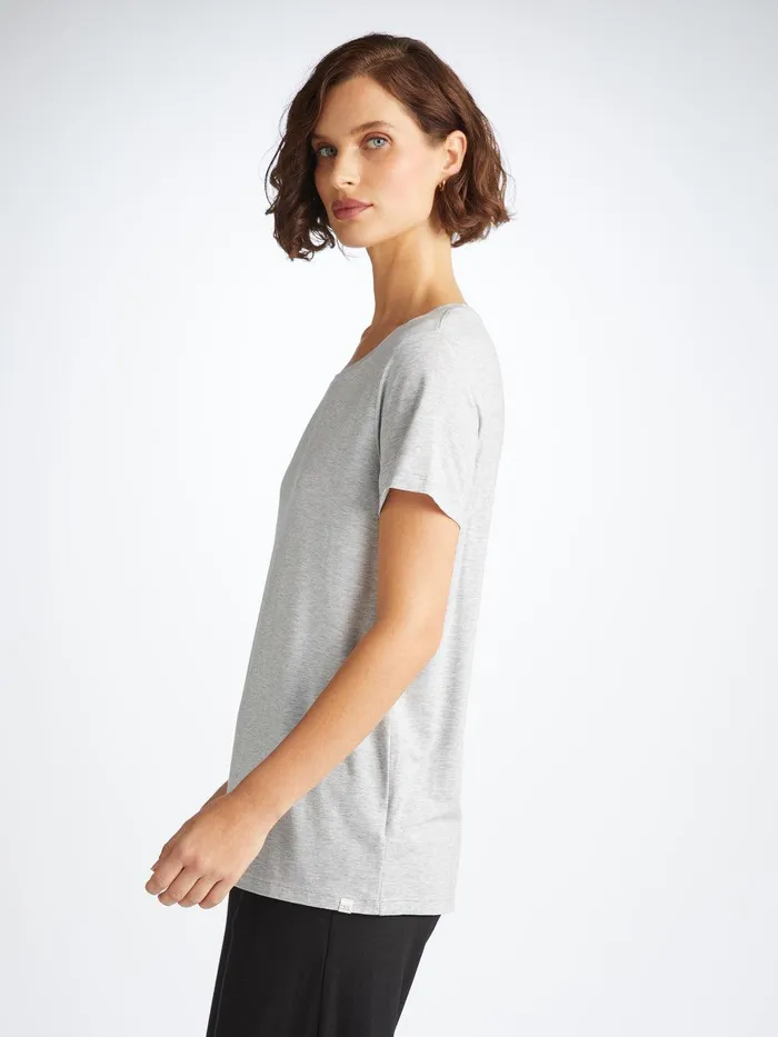Derek Rose TShirt Ethan Micro Modal Stretch Silver Marl Women Short Sleeve TShirts