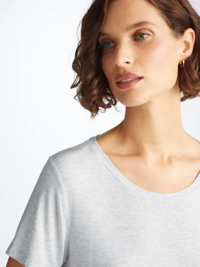 Derek Rose TShirt Ethan Micro Modal Stretch Silver Marl Women Short Sleeve TShirts
