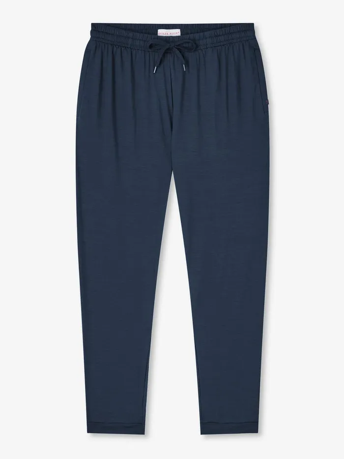 Derek Rose Track Pants Basel Micro Modal Stretch Navy Men Lounge Pants