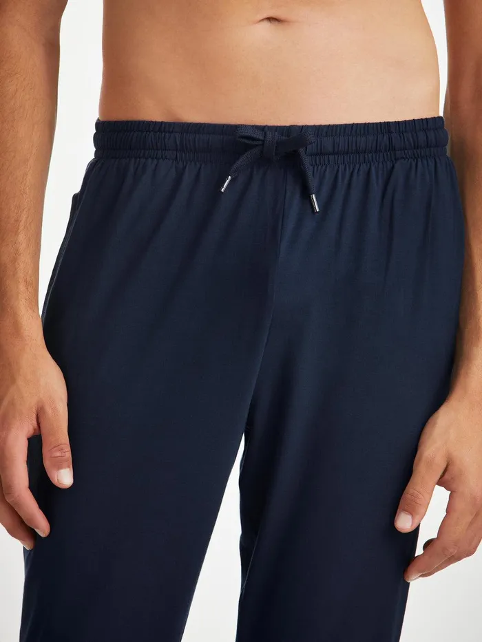 Derek Rose Track Pants Basel Micro Modal Stretch Navy Men Lounge Pants
