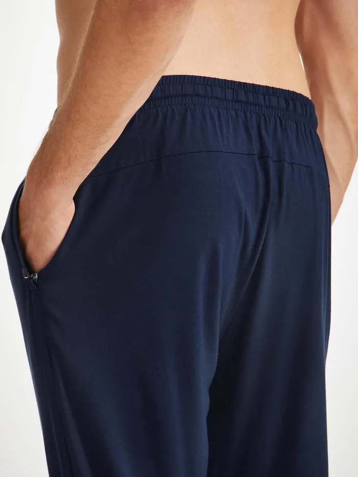 Derek Rose Track Pants Basel Micro Modal Stretch Navy Men Lounge Pants