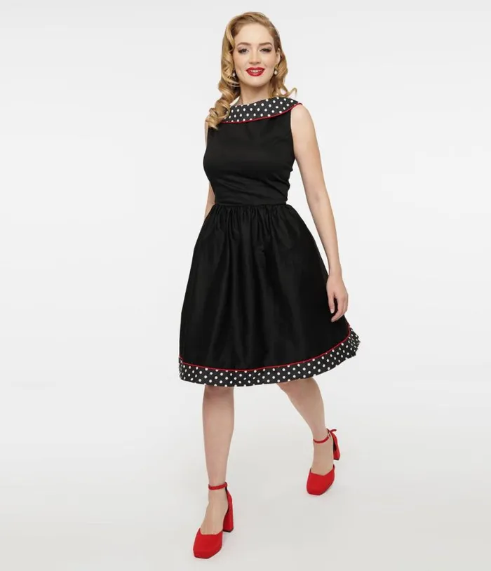 Dolly and Dotty 1950s Black and White Polka Dot Cindy Swing Dress DressesPlus Unique Vintage Pocket Dresses Dolly and Dotty 1950s Black and White Polka Dot Cindy Swing Dress DressesPlus Unique Vintage Pocket Dresses