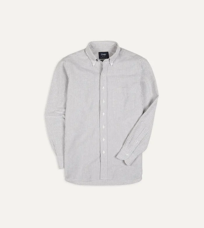 Drake039s Black Ticking Stripe Cotton Oxford Cloth ButtonDown Shirt Men Formal Shirts Drake039s Black Ticking Stripe Cotton Oxford Cloth ButtonDown Shirt Men Formal Shirts