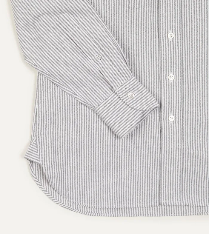 Drake039s Black Ticking Stripe Cotton Oxford Cloth ButtonDown Shirt Men Formal Shirts