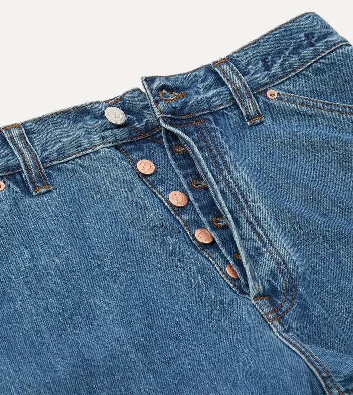 Drake039s Bleach Wash 13oz Denim FivePocket Jeans Men Trousers