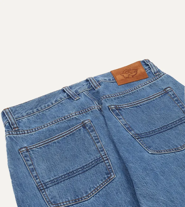 Drake039s Bleach Wash 13oz Denim FivePocket Jeans Men Trousers