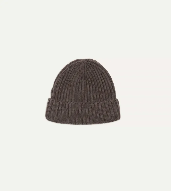 Drake039s Brown Cashmere Ribbed Knit Cap Men Hats