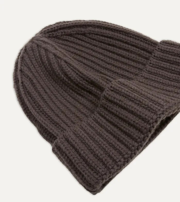 Drake039s Brown Cashmere Ribbed Knit Cap Men Hats