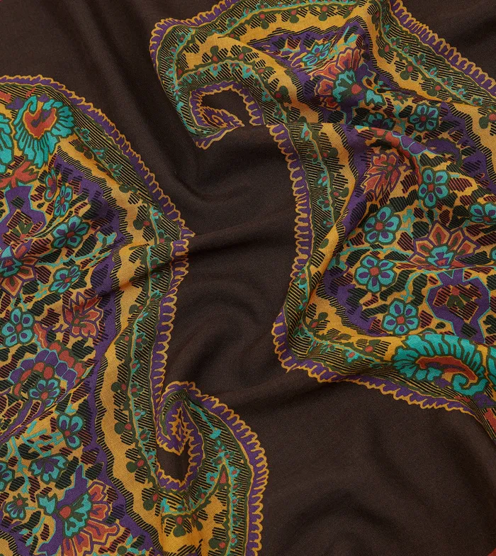 Drake039s Brown Large Paisley Print WoolSilk Bandana Men Bandanas