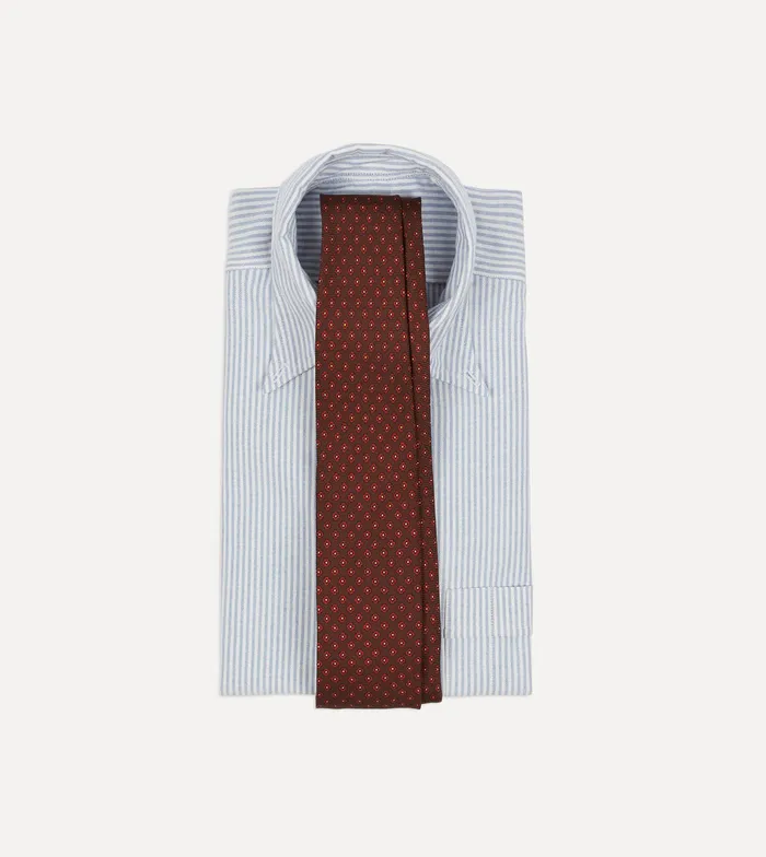 Drake039s Brown Micro Geometric Print Silk Twill Self Tipped Tie Men Patterned Ties