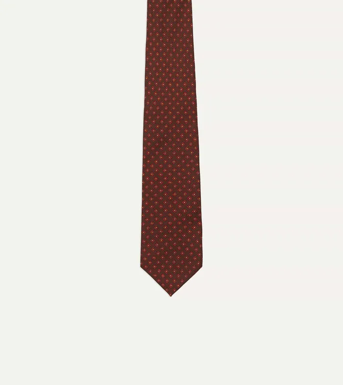 Drake039s Brown Micro Geometric Print Silk Twill Self Tipped Tie Men Patterned Ties