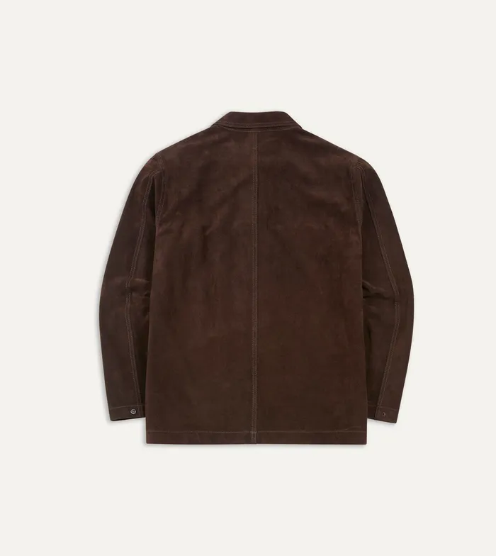 Drake039s Chocolate Brown Heavyweight Suede FivePocket Chore Jacket Men Coats and Jackets
