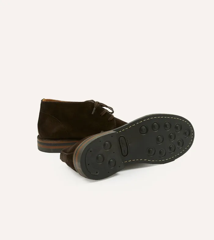 Drake039s Crosby MocToe Chukka Boot Dark Brown Roughout Suede With Rubber Sole Men Chukkas