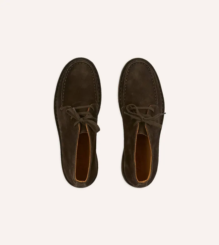 Drake039s Crosby MocToe Chukka Boot Dark Brown Roughout Suede With Rubber Sole Men Chukkas