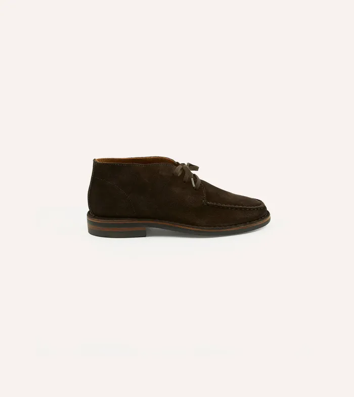 Drake039s Crosby MocToe Chukka Boot Dark Brown Roughout Suede With Rubber Sole Men Chukkas