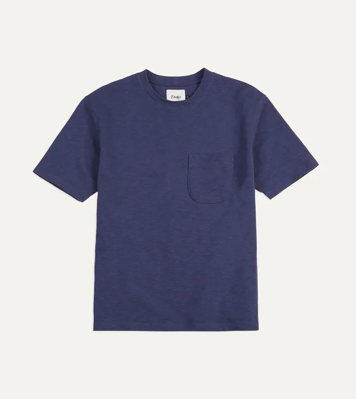 Drake039s Dark Indigo Flam Cotton Crew Neck Hiking TShirt Men TShirts