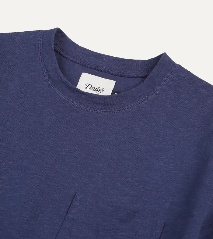 Drake039s Dark Indigo Flam Cotton Crew Neck Hiking TShirt Men TShirts