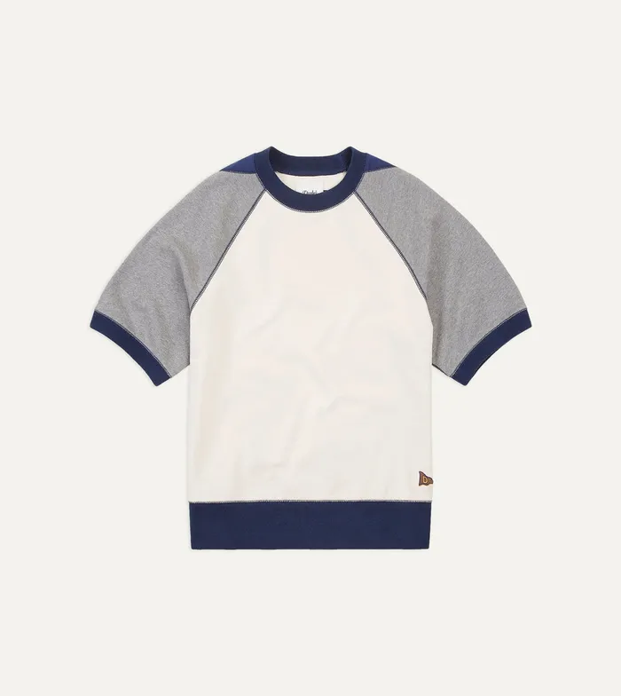 Drake039s Ecru And Grey Short Sleeve Crew Neck Cotton Sweatshirt Men Polos and Sweatshirts Drake039s Ecru And Grey Short Sleeve Crew Neck Cotton Sweatshirt Men Polos and Sweatshirts
