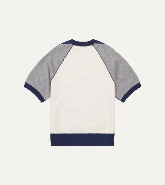 Drake039s Ecru And Grey Short Sleeve Crew Neck Cotton Sweatshirt Men Polos and Sweatshirts