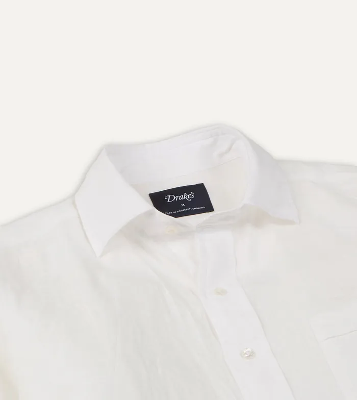 Drake039s Ecru Linen Spread Collar Shirt Men Linen Shirts