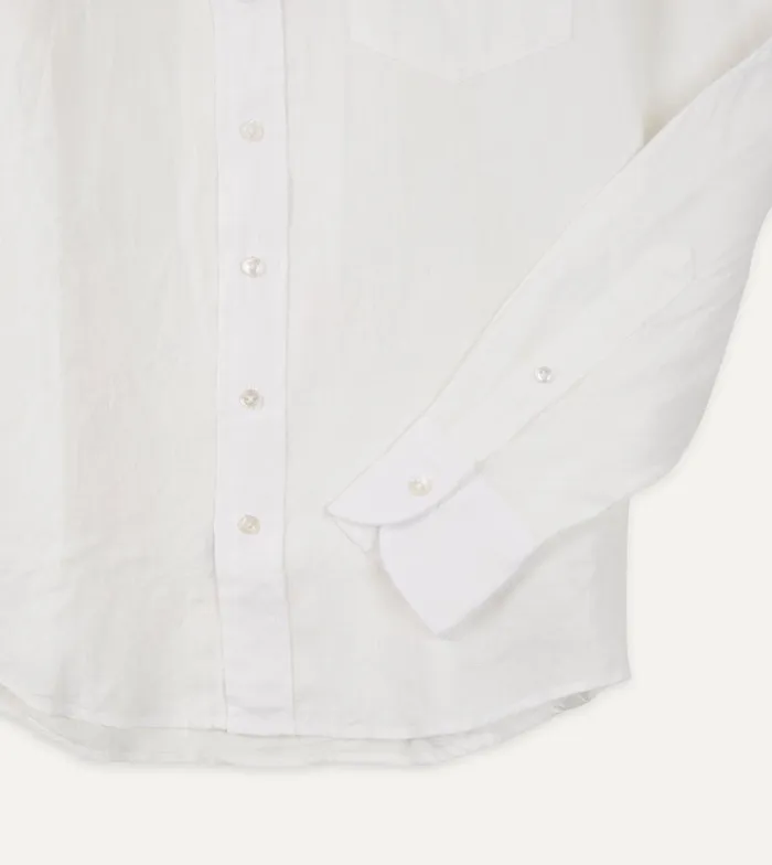 Drake039s Ecru Linen Spread Collar Shirt Men Linen Shirts