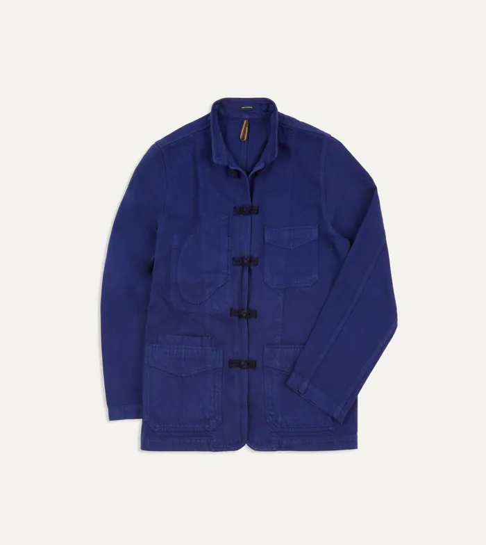 Drake039s French Blue Cotton Twill FivePocket Artist Chore Jacket Men Coats and Jackets