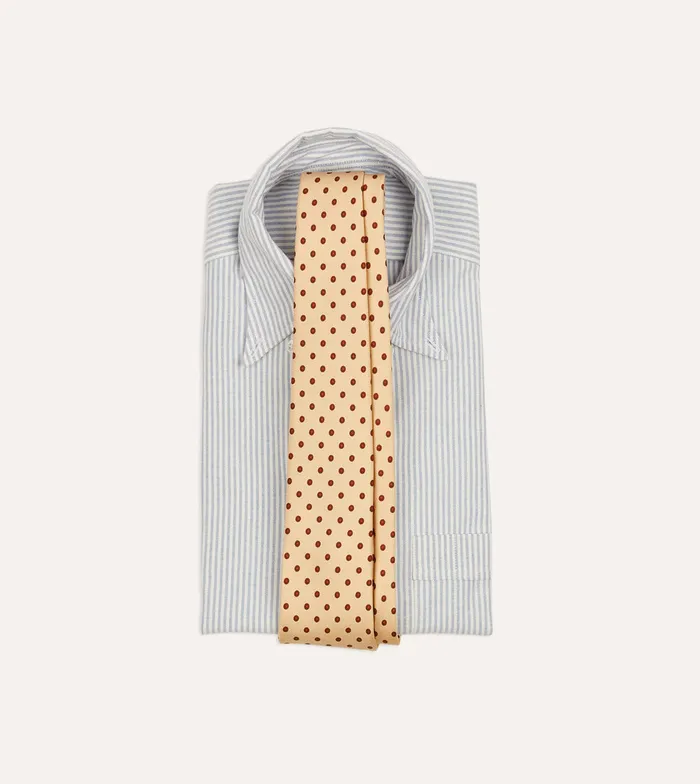 Drake039s Gold Circular Dot Silk Self Tipped Tie Men Patterned Ties