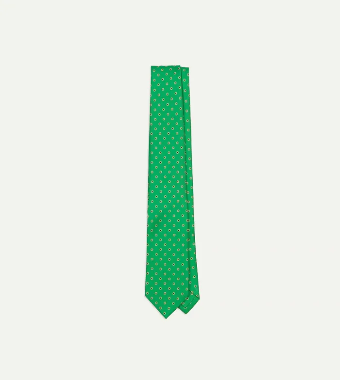 Drake039s Green Circular Dot Silk Self Tipped Tie Men Patterned Ties