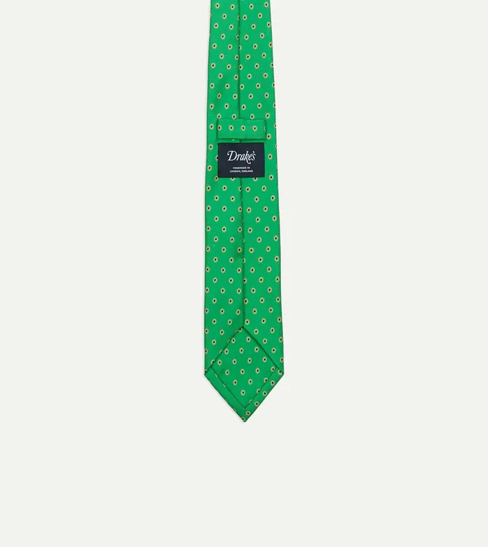 Drake039s Green Circular Dot Silk Self Tipped Tie Men Patterned Ties