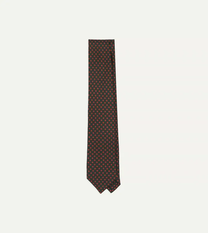 Drake039s Green Micro Geometric Print Silk Twill Self Tipped Tie Men Patterned Ties Drake039s Green Micro Geometric Print Silk Twill Self Tipped Tie Men Patterned Ties
