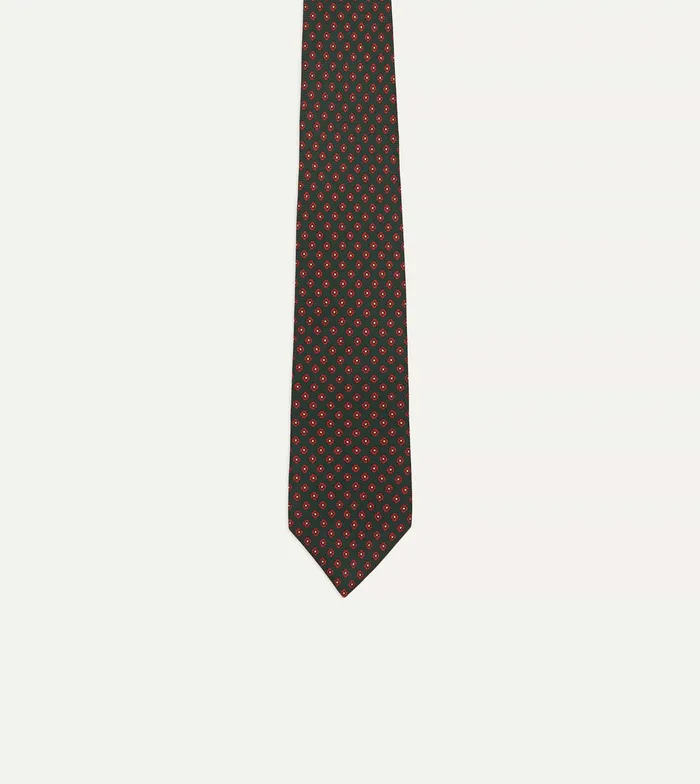 Drake039s Green Micro Geometric Print Silk Twill Self Tipped Tie Men Patterned Ties