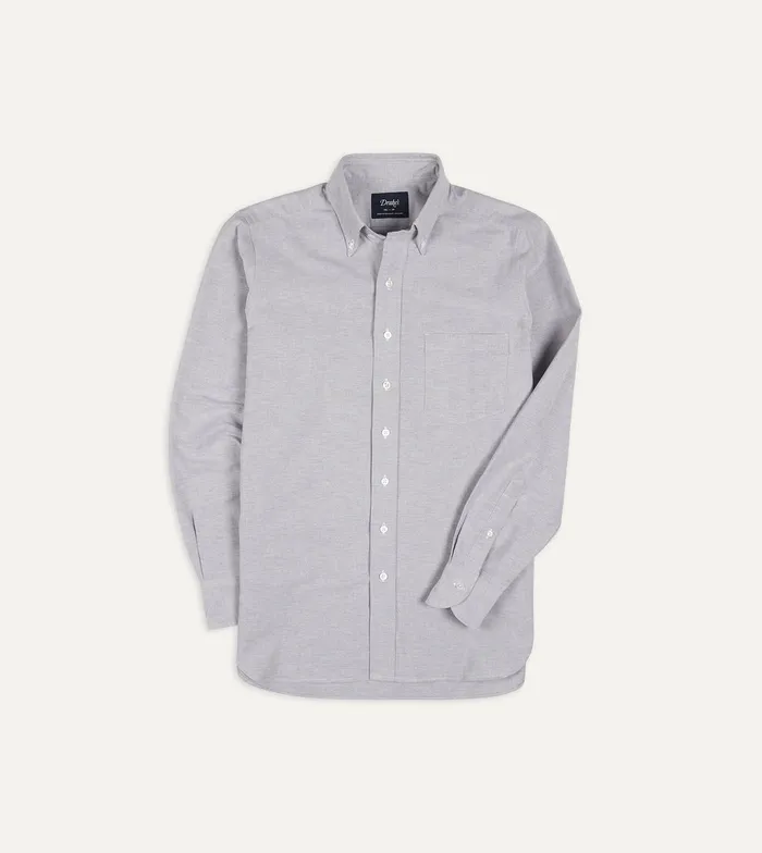 Drake039s Grey Cotton Oxford Cloth ButtonDown Shirt Men Formal Shirts