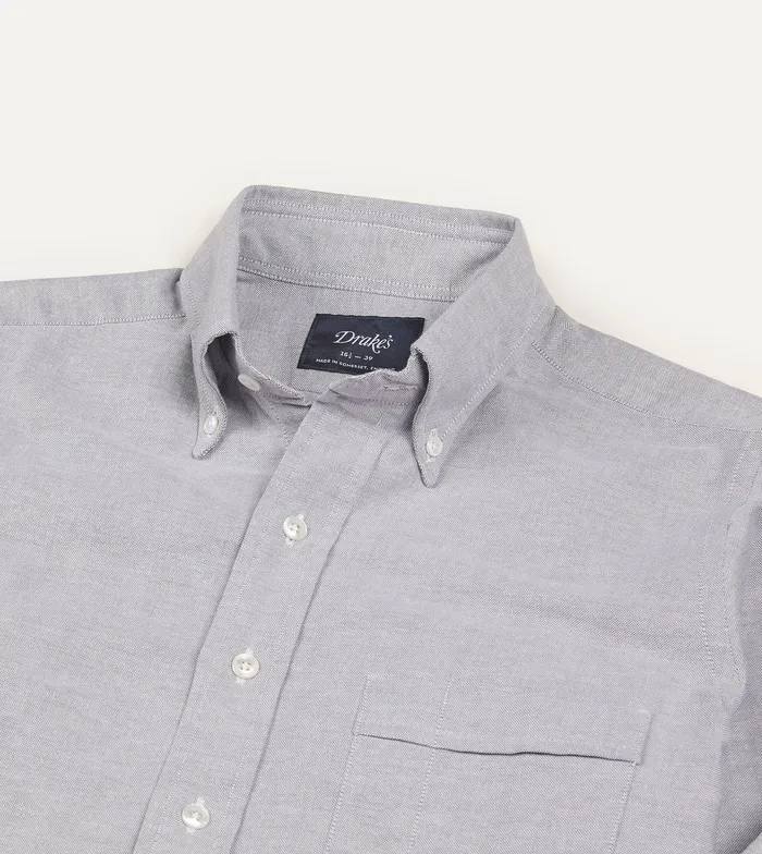 Drake039s Grey Cotton Oxford Cloth ButtonDown Shirt Men Formal Shirts