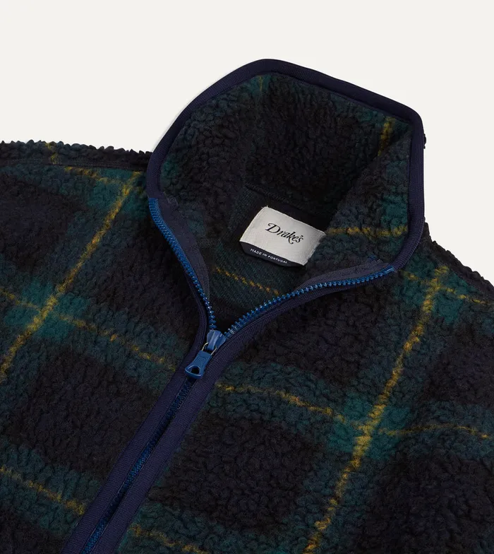 Drake039s Johnston Check Boucle Wool Zip Fleece Vest Men Fleeces