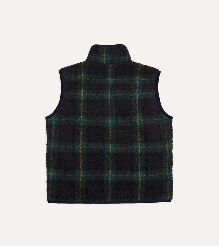 Drake039s Johnston Check Boucle Wool Zip Fleece Vest Men Fleeces