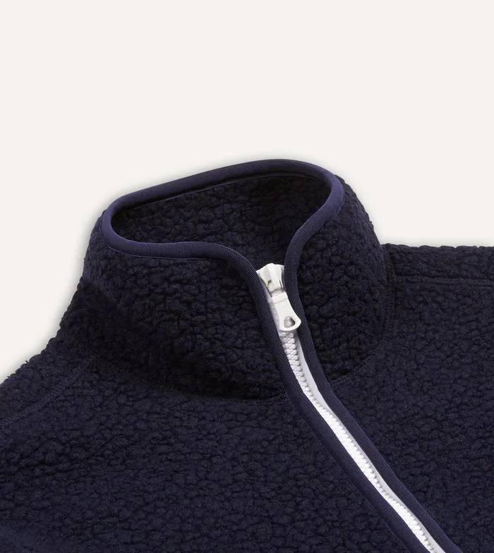 Drake039s Navy Boucle Wool Zip Fleece Jacket Men Fleeces