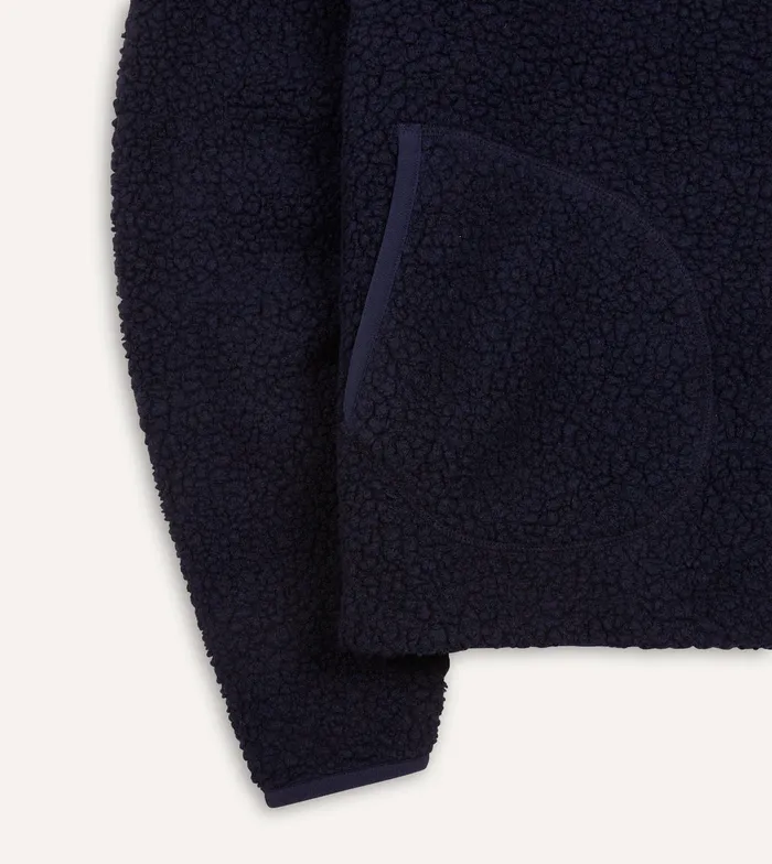 Drake039s Navy Boucle Wool Zip Fleece Jacket Men Fleeces